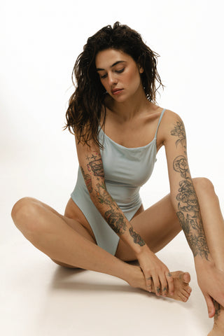 Суцільний купальник EMMA сріблясто-блакитного кольору