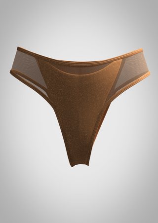 Duality meshed High-rise Brazilian briefs in capuccino color - Meduza-swimwear